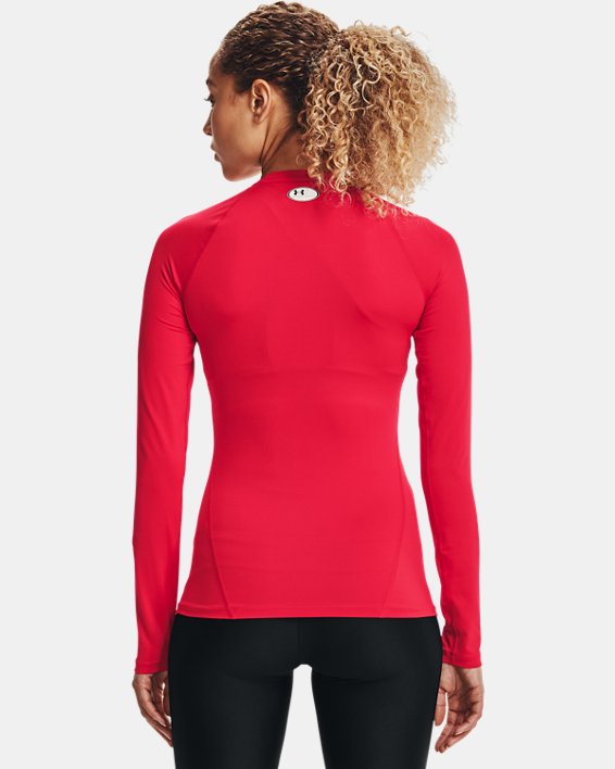 Women's HeatGear® Compression Long Sleeve, Red, pdpMainDesktop image number 1